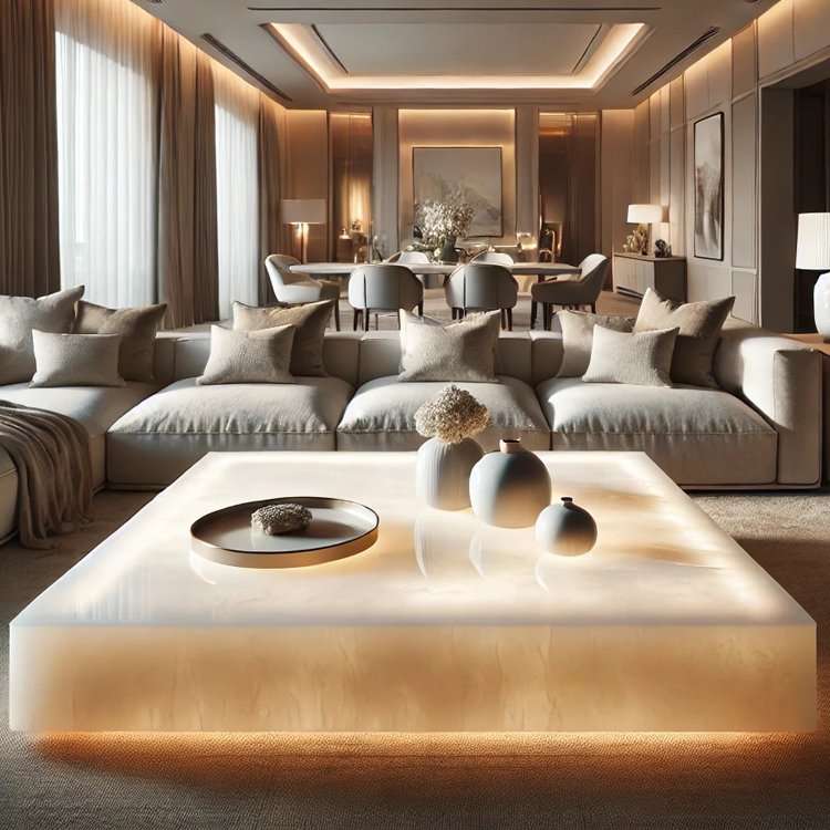 Saudi Arabia Luxury Golden Coffee Table Light Up Mideast Style Apartment Restaurant Wedding Event Decorating Dining Table