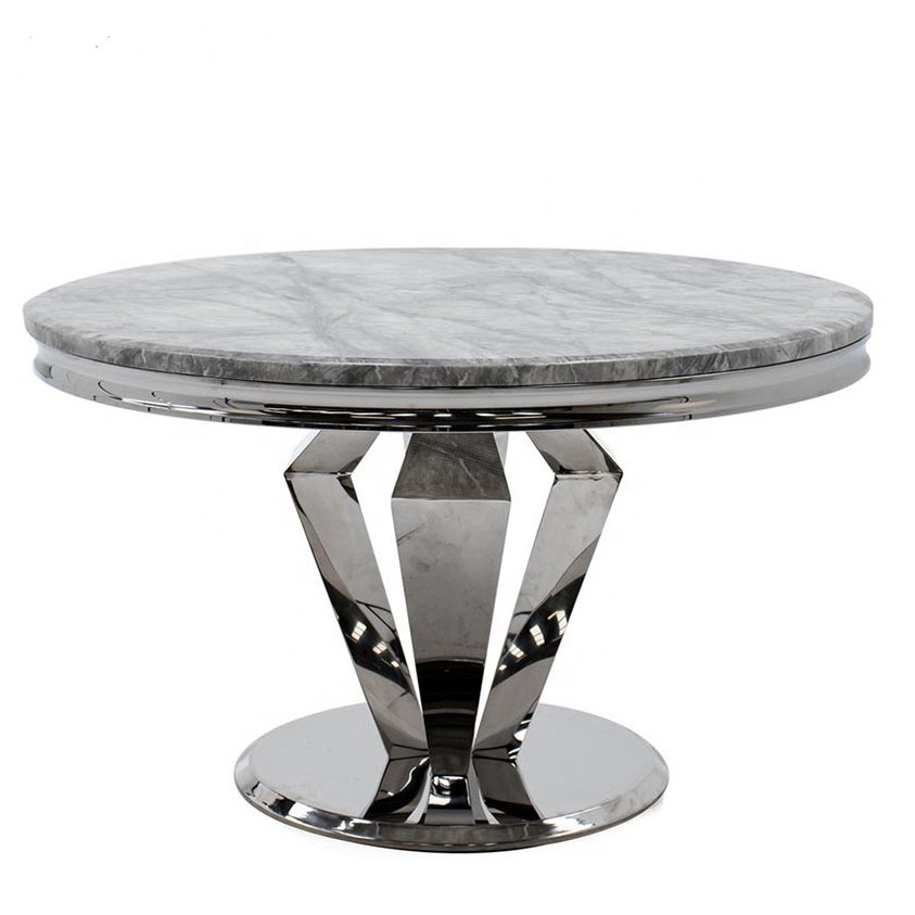 Modern Luxury Dining Furniture Sintered Stone Dining Table Gold Stainless Steel 6 8 Seater Round Marble Dining Table Set