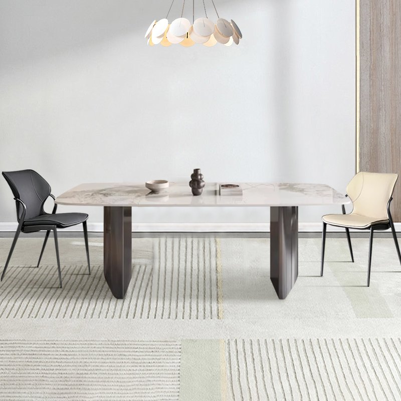 SUKE Dining Furniture Rectangle Dining Table Metal Banquet Long Marble Food Table Modern Dining Set Match 2 Chair