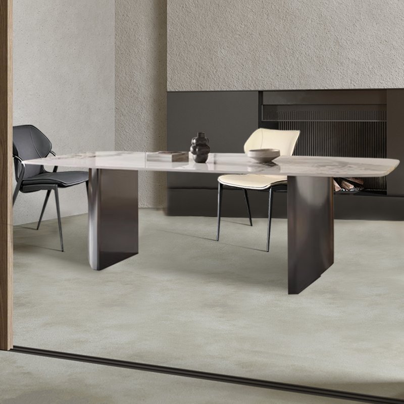 SUKE Dining Furniture Rectangle Dining Table Metal Banquet Long Marble Food Table Modern Dining Set Match 2 Chair