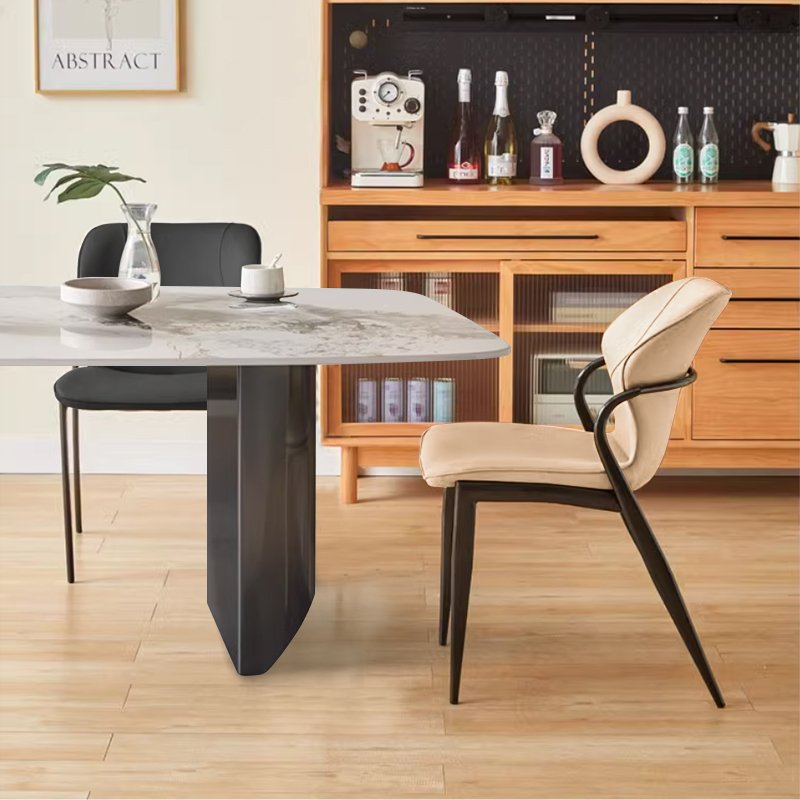 SUKE Dining Furniture Rectangle Dining Table Metal Banquet Long Marble Food Table Modern Dining Set Match 2 Chair