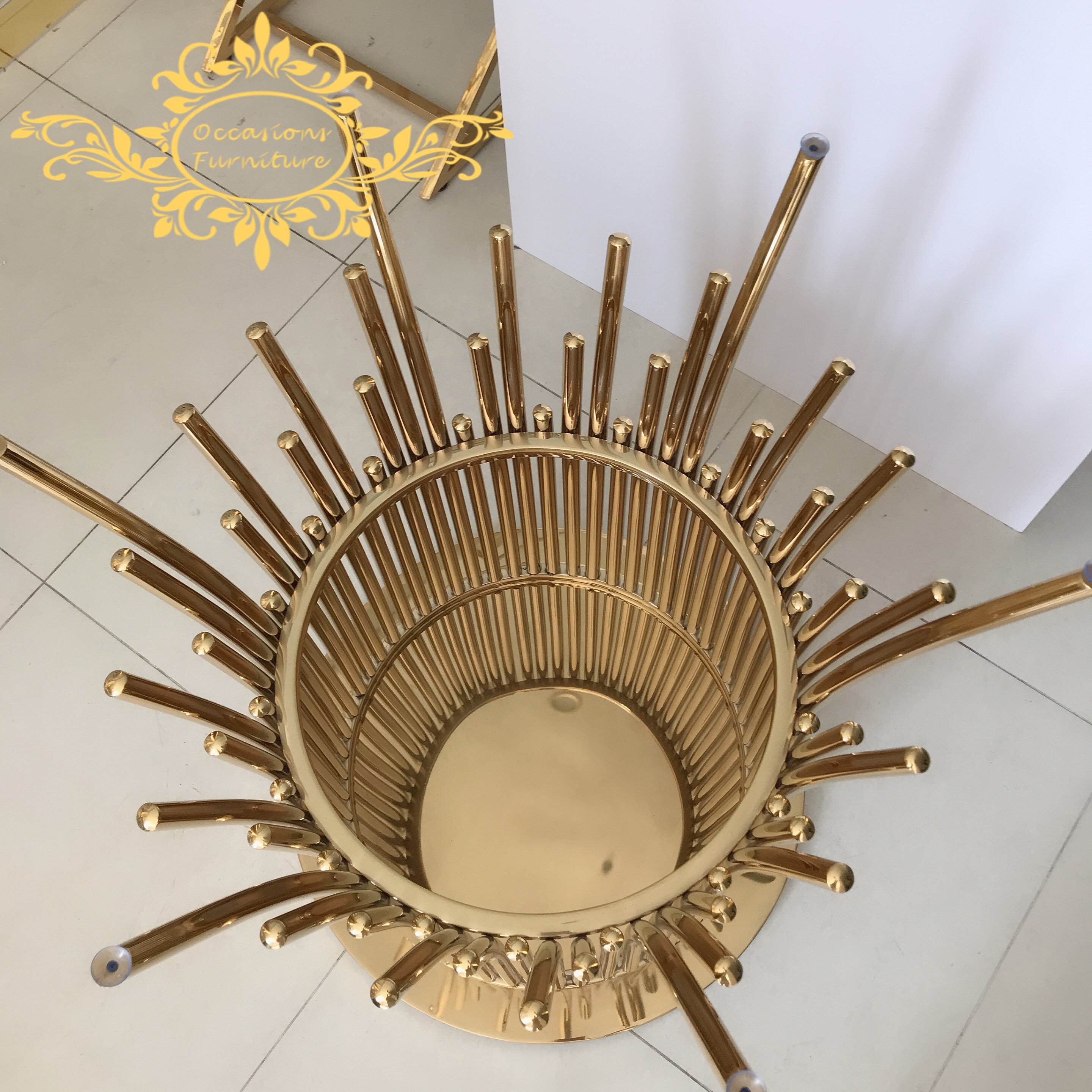 Golden Tues Stainless Steel Dining Table Base Shiny Luxury Wedding mirror Table