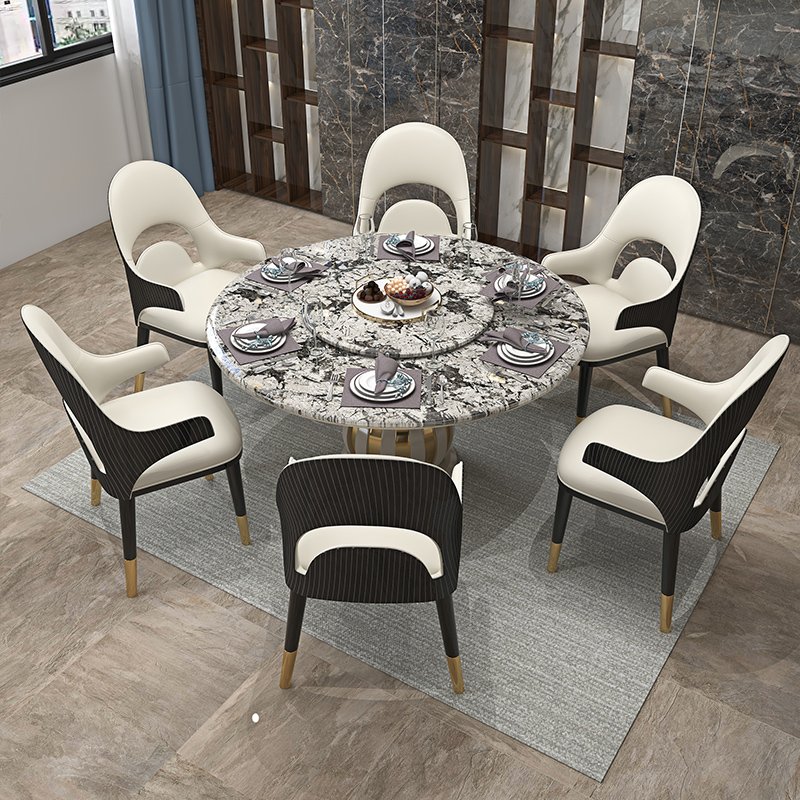 Customized Modern Kitchen Home Dinning Furniture Round Luxury Real Natural Marble Top Dining Table Sets