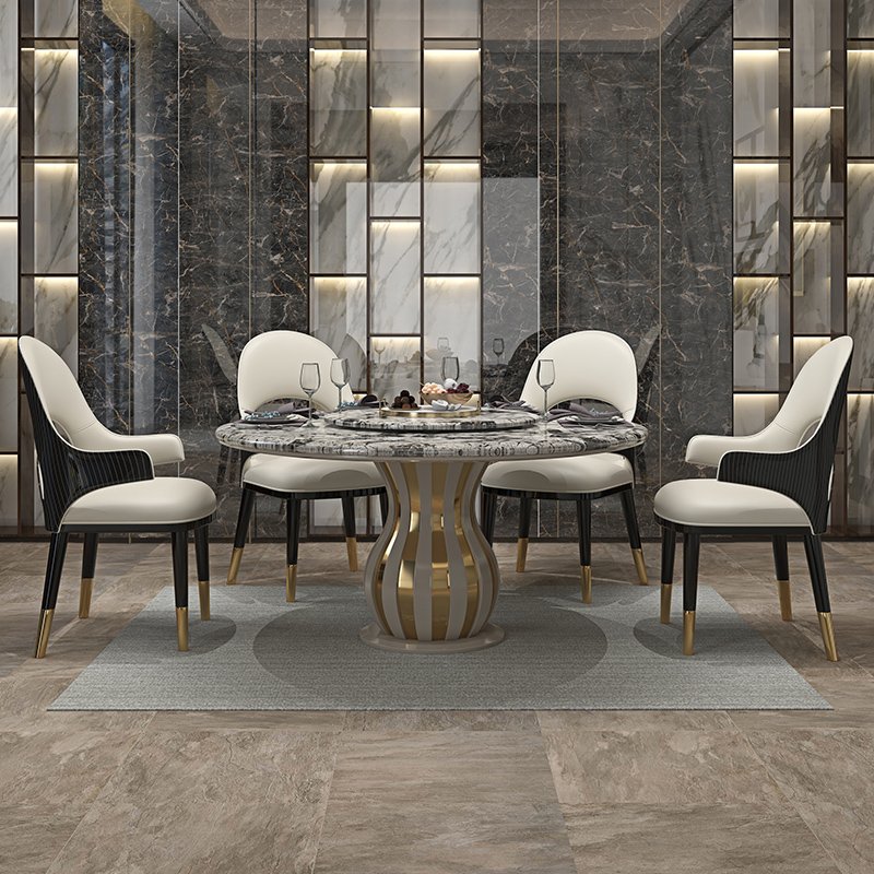 Customized Modern Kitchen Home Dinning Furniture Round Luxury Real Natural Marble Top Dining Table Sets