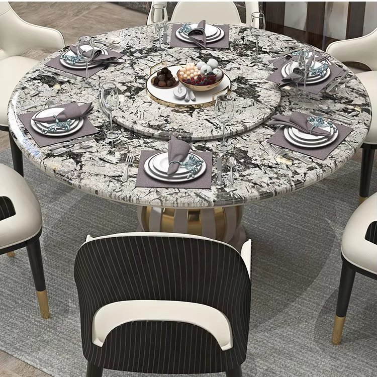 Customized Modern Kitchen Home Dinning Furniture Round Luxury Real Natural Marble Top Dining Table Sets