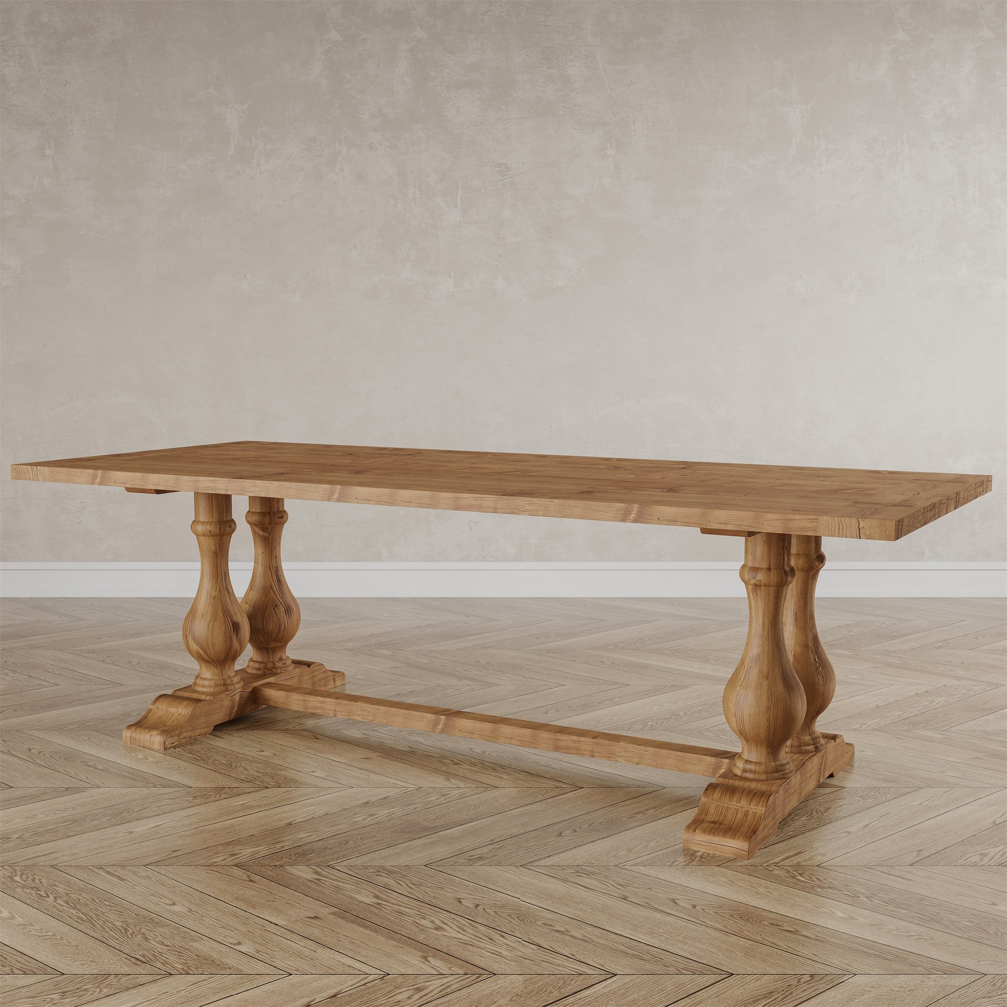 Factory Wholesale Farmhouse Indoor Furniture Kitchen Dining Oak Wood Luxury Rectangle Dining Table