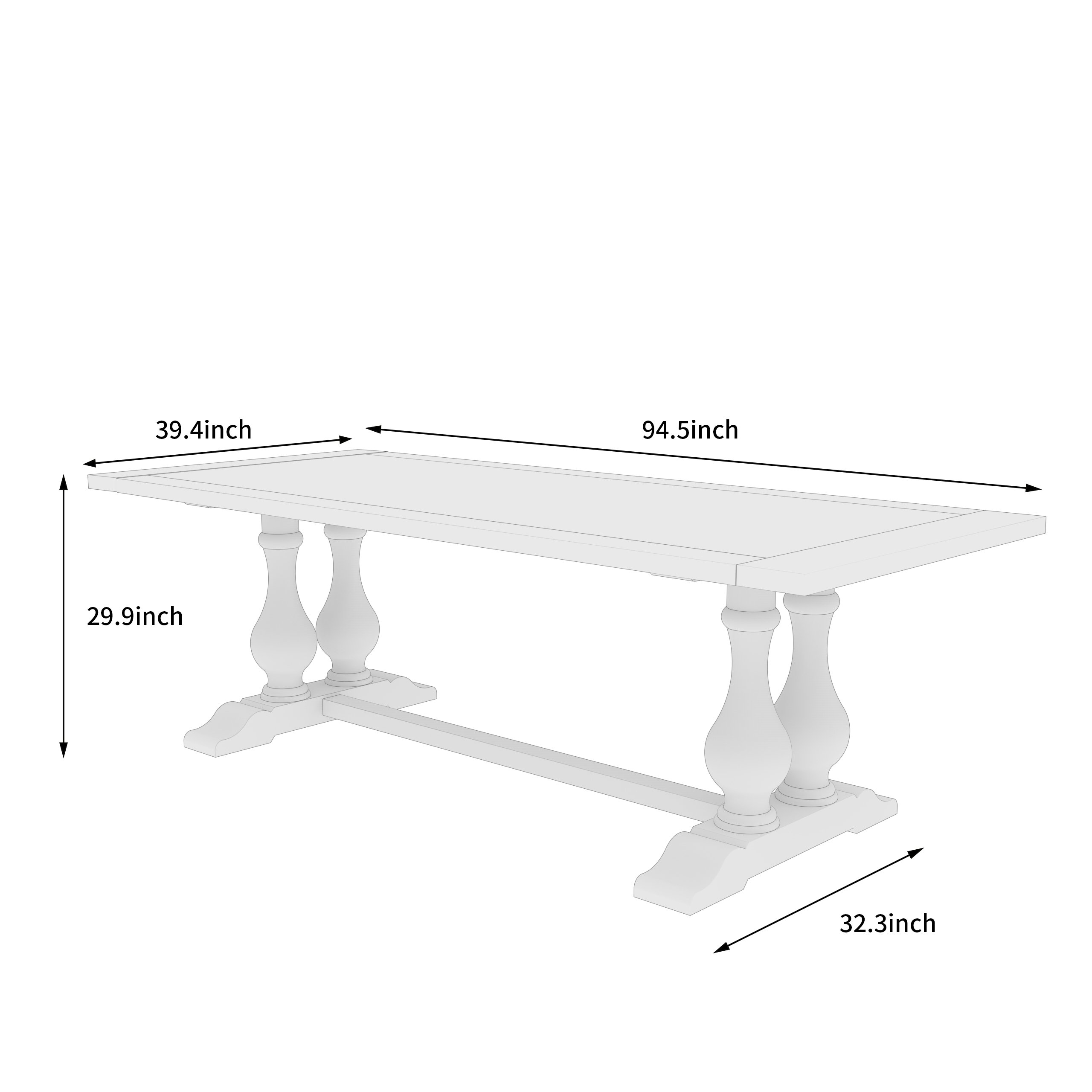 Factory Wholesale Farmhouse Indoor Furniture Kitchen Dining Oak Wood Luxury Rectangle Dining Table