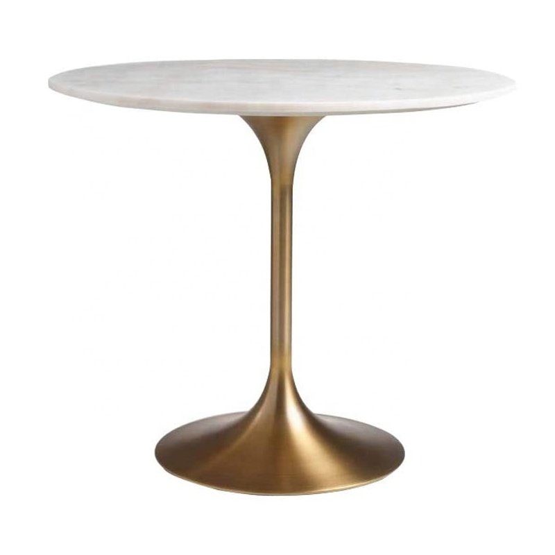 hotel furniture OEM modern round marble top rose gold plated base dining table cafe restaurant tables and chairs
