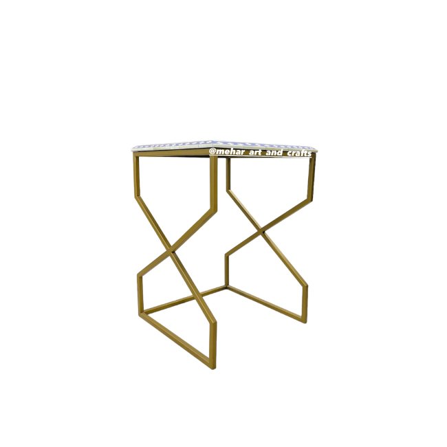 Set of Teak Wood Nesting Tables with Iron Stand MDF Bone Inlay Decorative for Home Hotel Restaurant Use for Living Room Bedroom