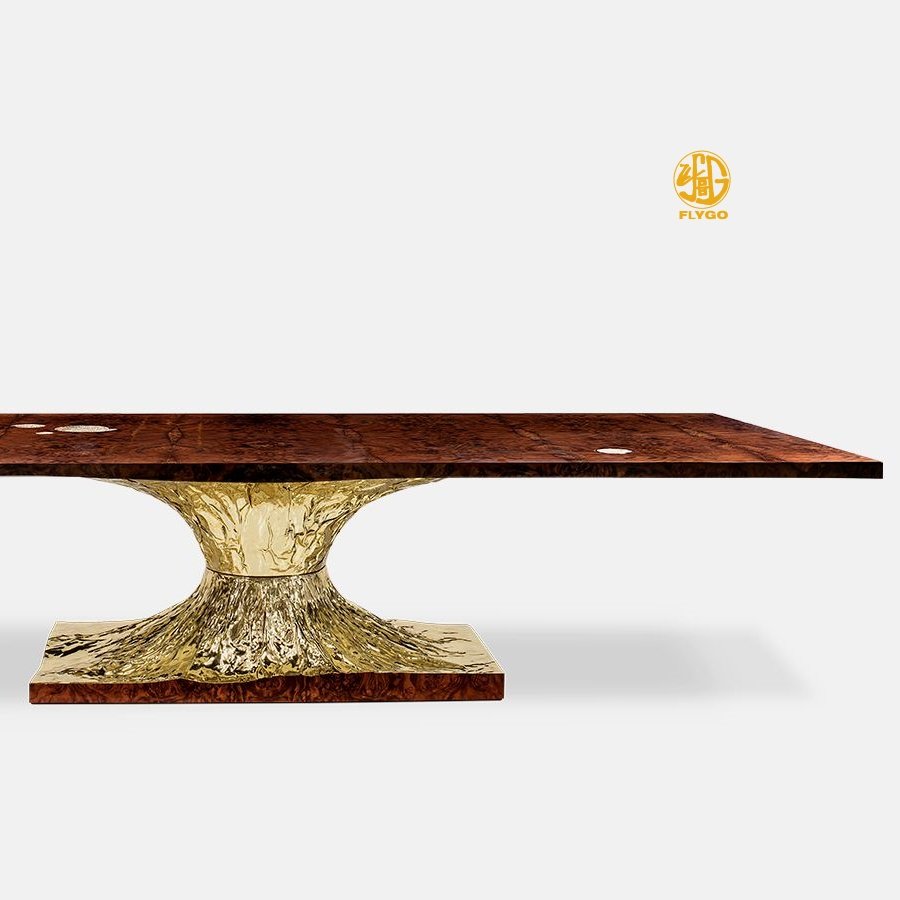Luxury walnut dining table with chairs Italian design home furniture dining room table modern dining table