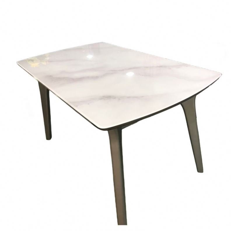 Dining table light luxury home table modern rectangular stainless steel metal marble dining table