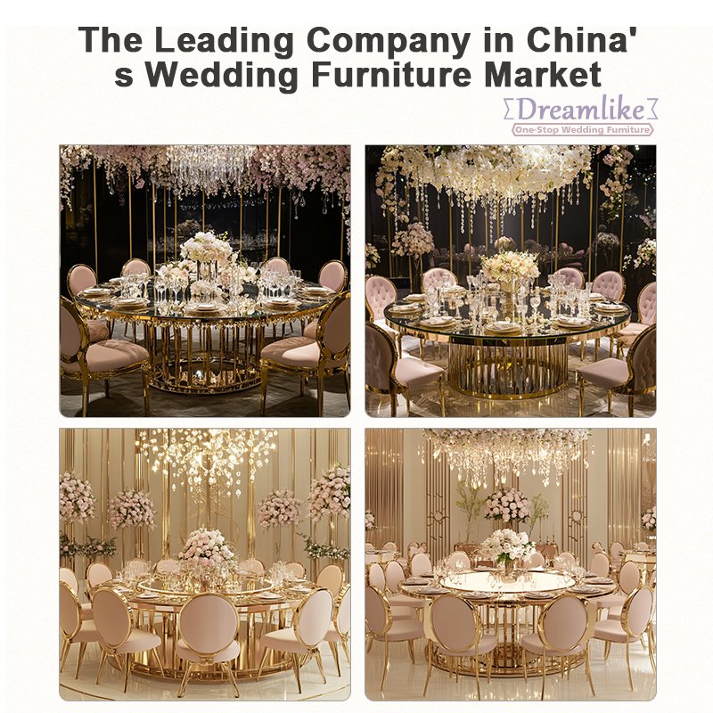 Dreamlike One-stop Modern Stainless Steel Designs Rectangular Wedding Table with White Glass Top for Event Hotel Furniture