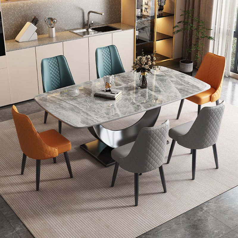 HANYEE Luxury Marble Dining Table Rectangular Marble Dining Table Set 8 Seaters Marble Dining Table