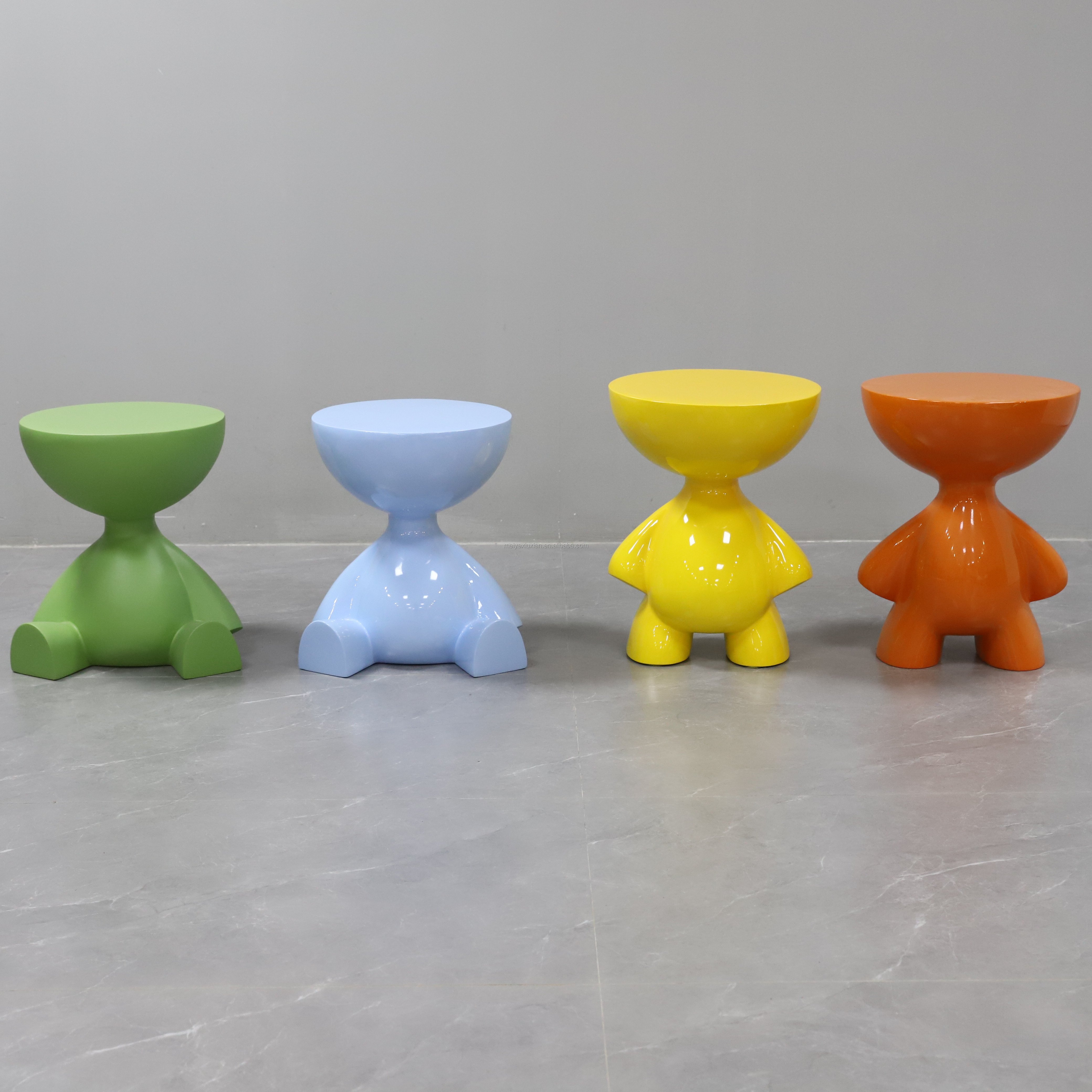 Green Kids Stool Coffee Table Fiberglass Shape child Rocking Small Single Side Table