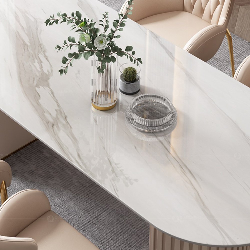 nordic rectangular italian marble rock slab dining table 6 seater for house golden luxury modern rock plate dining table leather