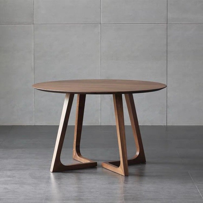 Nordic Style Solid Wood Rubber Wood Furniture Round Table Dining Room Table and Chair Set