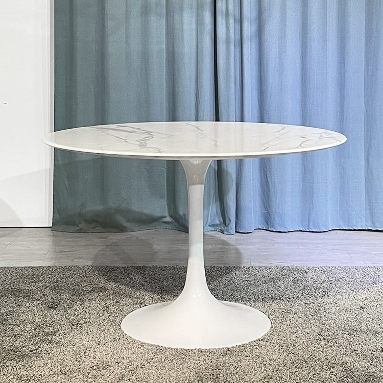Fashional Designed Powder Coating Nordic Tulip Marble Top Dining Table Round