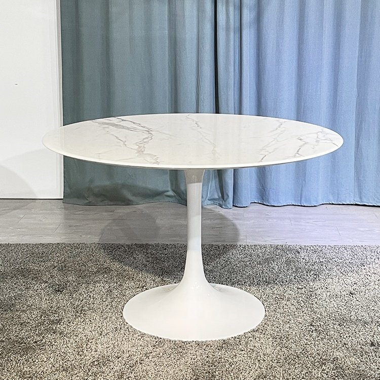 Fashional Designed Powder Coating Nordic Tulip Marble Top Dining Table Round