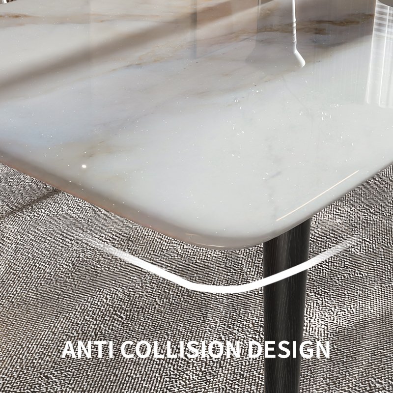 Minimalist design Dining Room Table Marble Top Hot Sale Kitchen Furniture Dining Table 6 Chairs Set With Solid Woof Leg Concrete