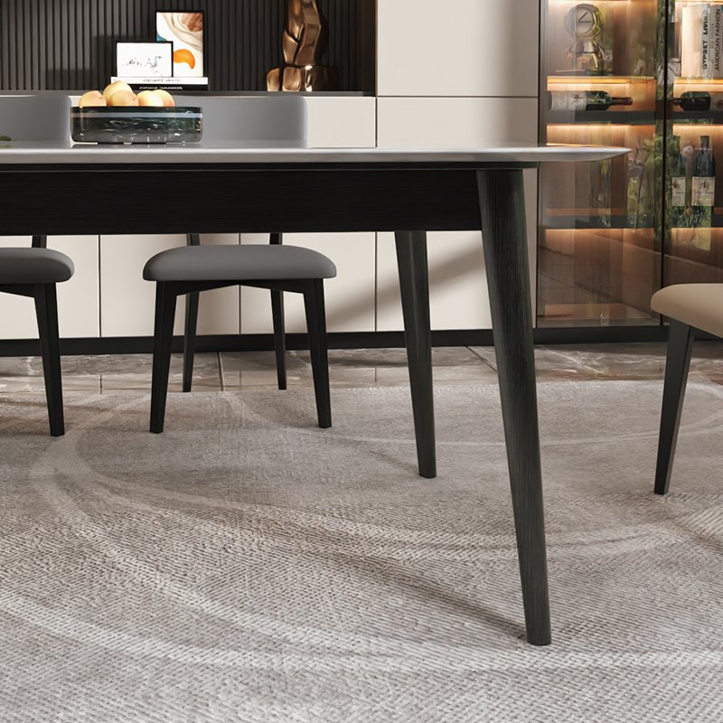 Minimalist design Dining Room Table Marble Top Hot Sale Kitchen Furniture Dining Table 6 Chairs Set With Solid Woof Leg Concrete