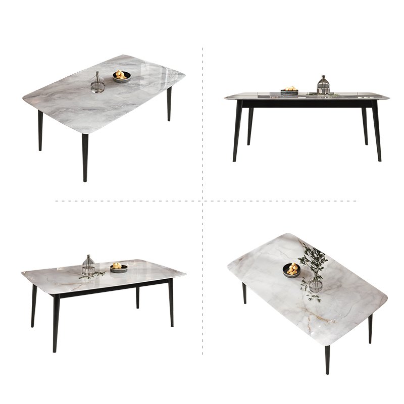 Minimalist design Dining Room Table Marble Top Hot Sale Kitchen Furniture Dining Table 6 Chairs Set With Solid Woof Leg Concrete