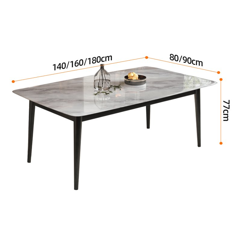 Minimalist design Dining Room Table Marble Top Hot Sale Kitchen Furniture Dining Table 6 Chairs Set With Solid Woof Leg Concrete