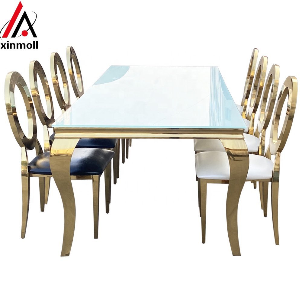 Modern event furniture stainless steel gold wedding tables