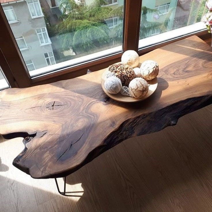Simple Cheap Wooden Live Edge Slab Solid Walnut Wood Home Furniture Restaurant Kitchen Dining Table