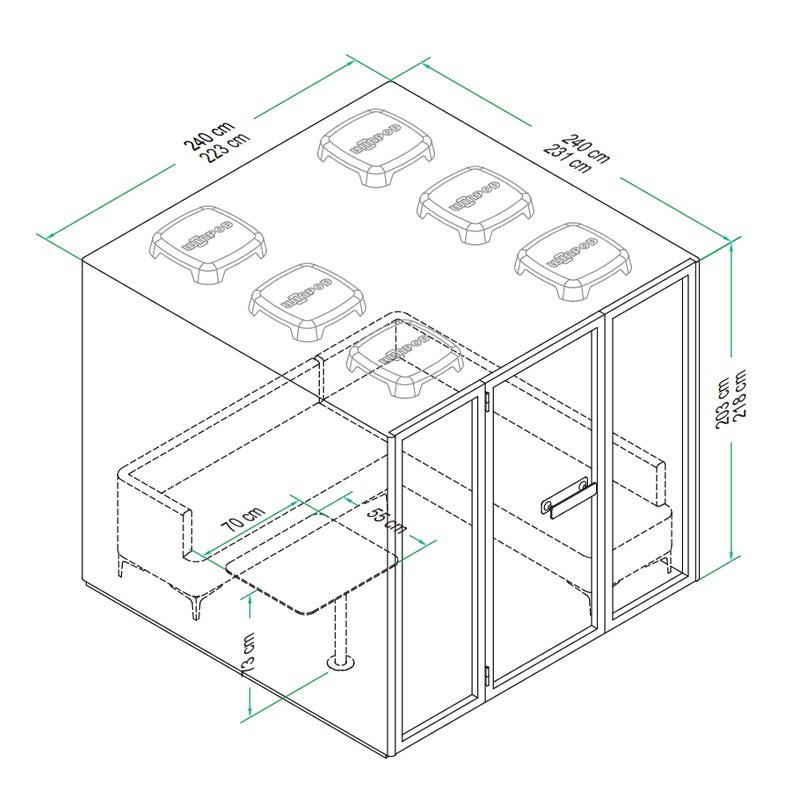 Winpod C POD 2.0 Office Pods Premium Quality Acoustic Phone Booth Modern Design Steel Indoor Use Hotel Bedroom Optimal 6 People