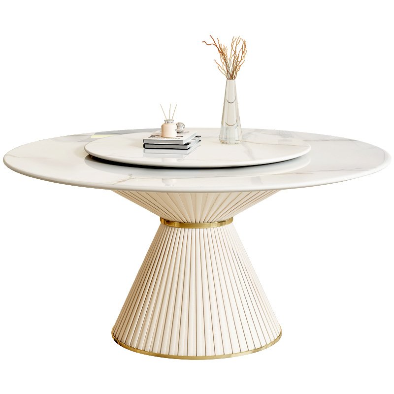 Deluxe Luxury Modern SLATE Dining Room Furniture Extendable circular Table for Home villa Kitchen Living Room Hotel or Apartment