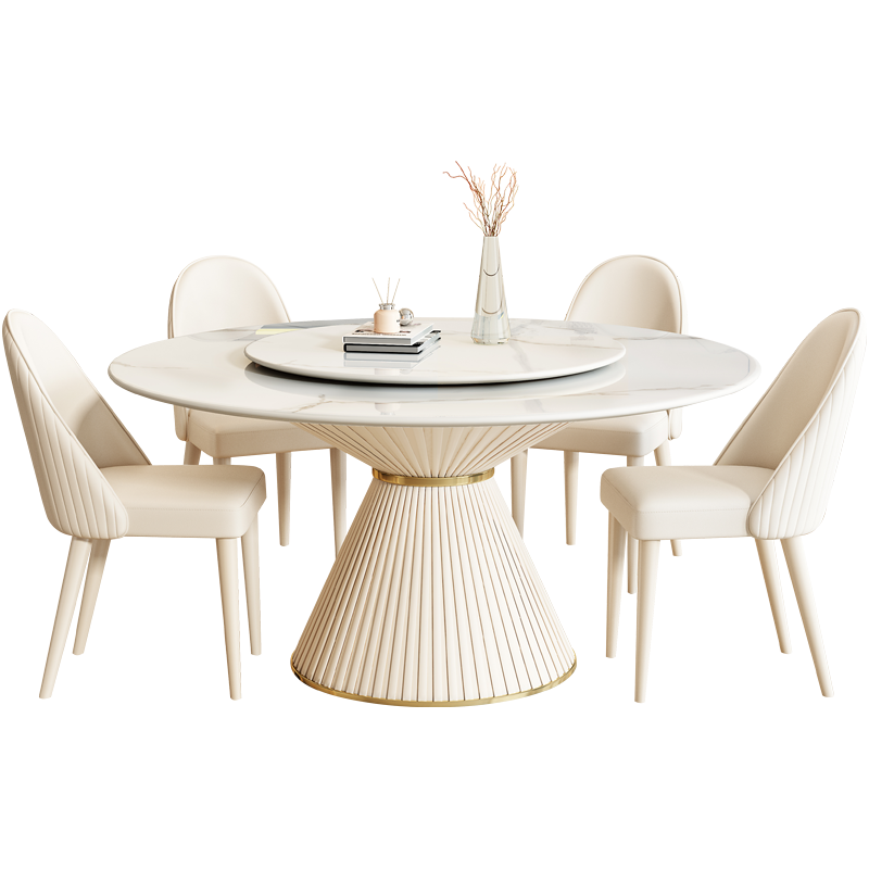 Deluxe Luxury Modern SLATE Dining Room Furniture Extendable circular Table for Home villa Kitchen Living Room Hotel or Apartment