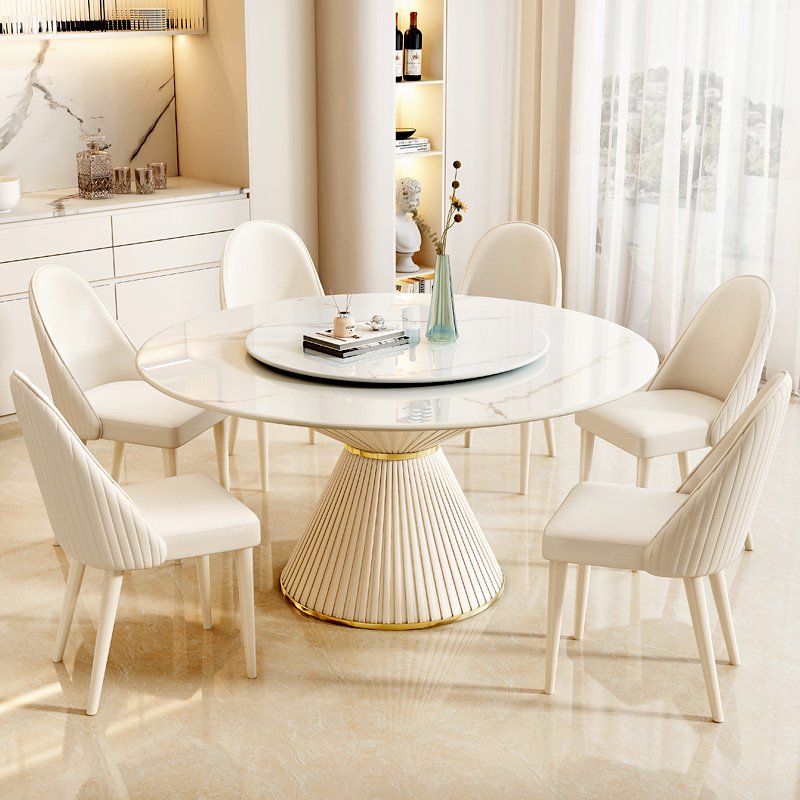 Deluxe Luxury Modern SLATE Dining Room Furniture Extendable circular Table for Home villa Kitchen Living Room Hotel or Apartment