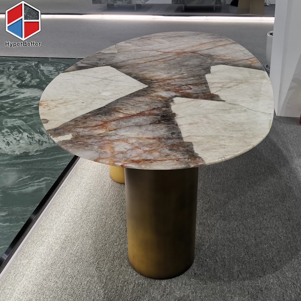 Natural luxury Patagonia granite table oval shape with golden stand