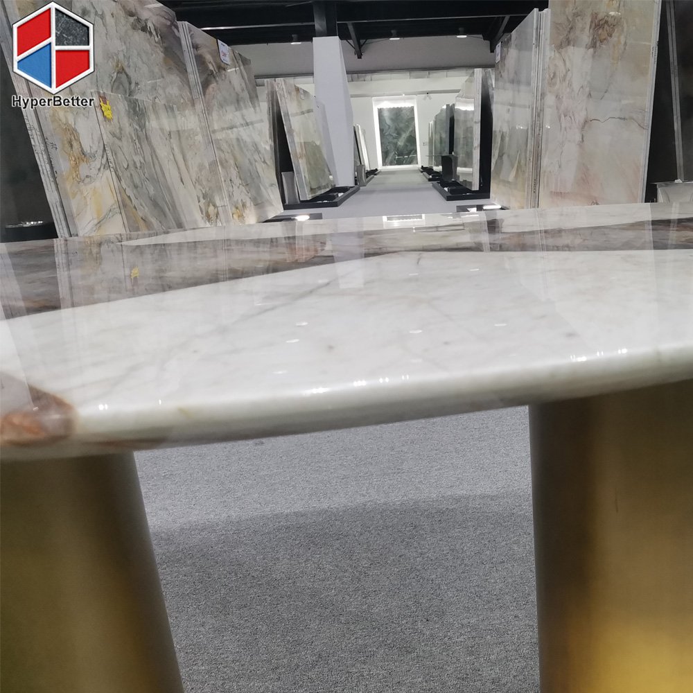 Natural luxury Patagonia granite table oval shape with golden stand