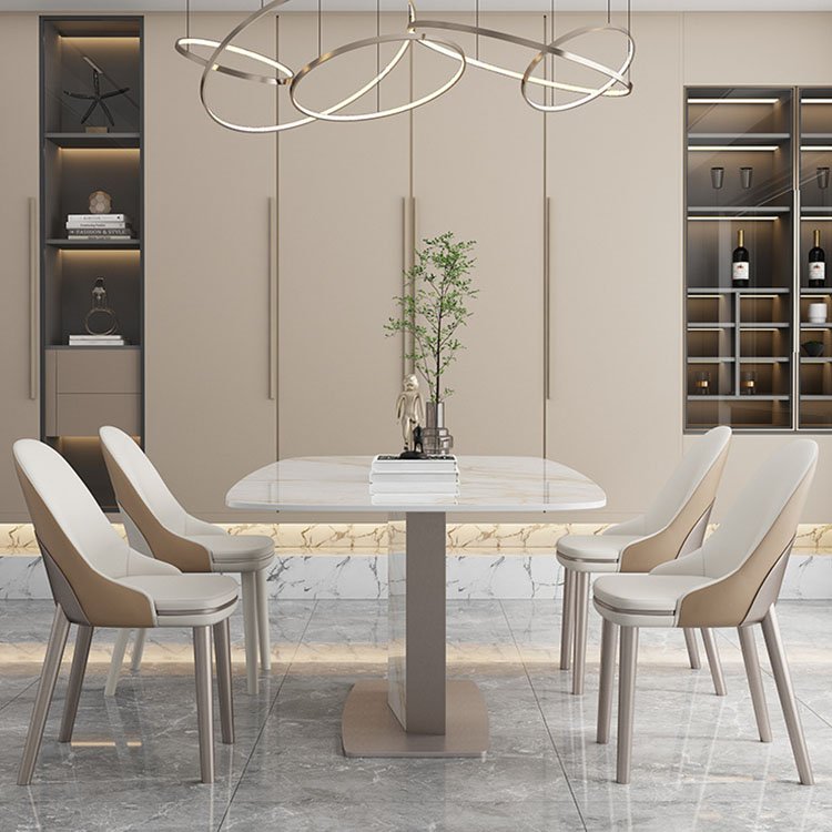 luxury white stone marble top complete dining table