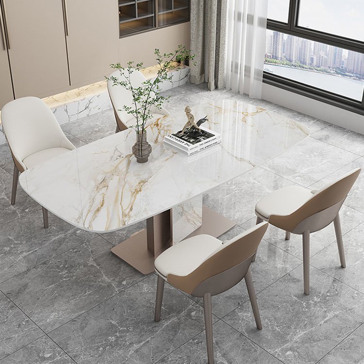 luxury white stone marble top complete dining table