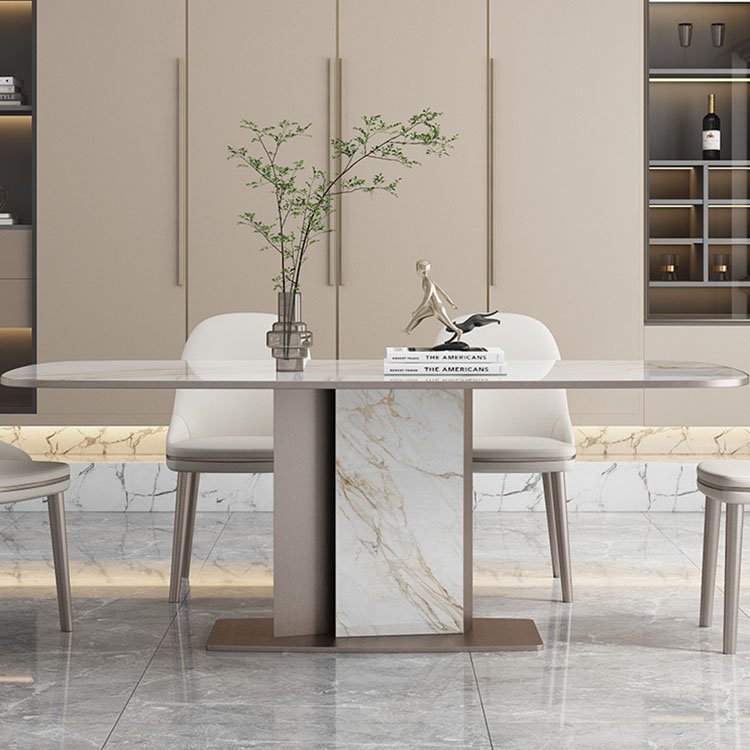 luxury white stone marble top complete dining table