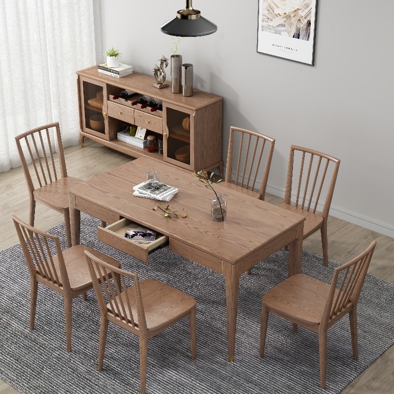 Ash Wood Solid Wood Long Dining Table Wholesale Restaurant Furniture Customization