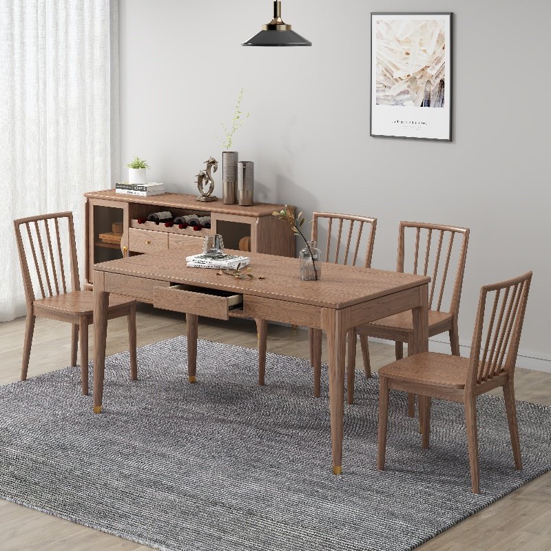 Ash Wood Solid Wood Long Dining Table Wholesale Restaurant Furniture Customization