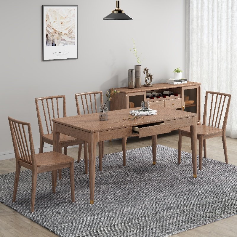 Ash Wood Solid Wood Long Dining Table Wholesale Restaurant Furniture Customization