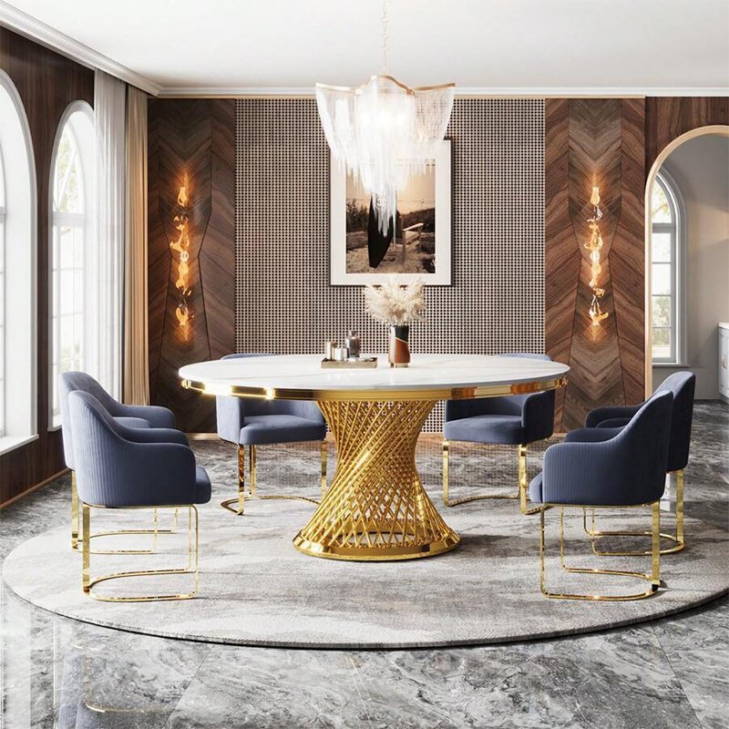 Nordic round marble chair combination modern simple folding home small apartment table light luxury dining table set
