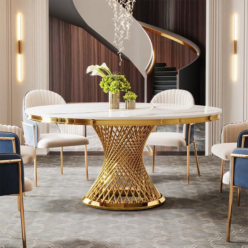 Nordic round marble chair combination modern simple folding home small apartment table light luxury dining table set