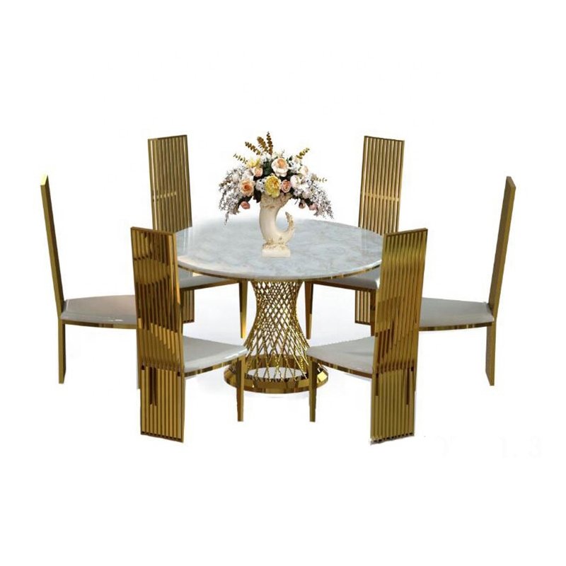 Nordic round marble chair combination modern simple folding home small apartment table light luxury dining table set