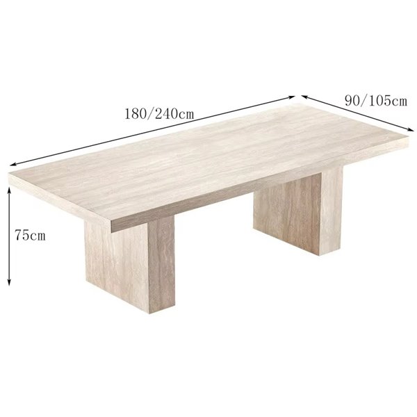 Luxury Table Dining Room Living Room Furniture Natural Travertine Travertine Rectangular Dining Table