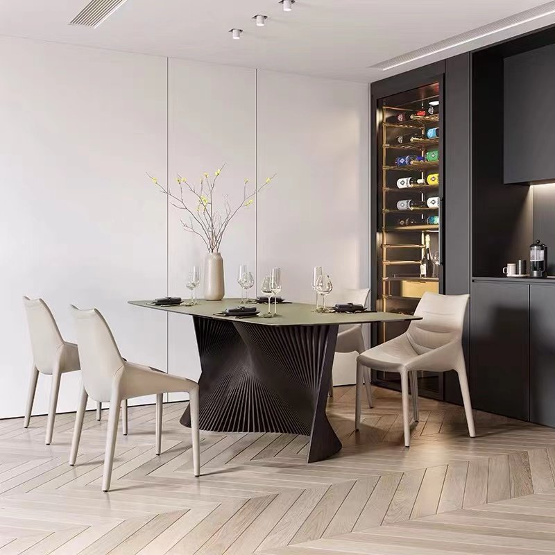 France Artistic Dining Table Set Wooden Meeting Room Wood marble Console Table marble luxury console dining table