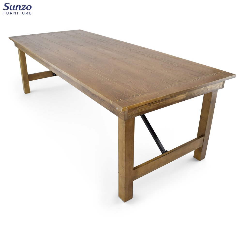 Rustic Folding Pine Wood Restaurant Party Tables and Chairs Farm Wedding Table for Events