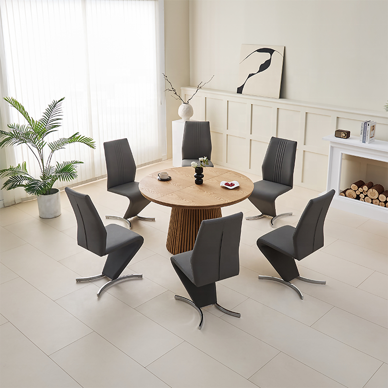 Nordic Minimalist Design Restaurant Furniture round rustic wooden oval dining table round extendable