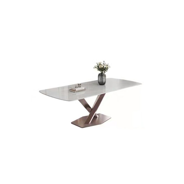 marble extending dining table and 6 chairs