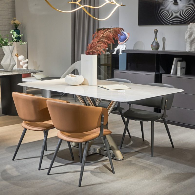 Sintered Stone Lix Marble Effect Dining Table Set