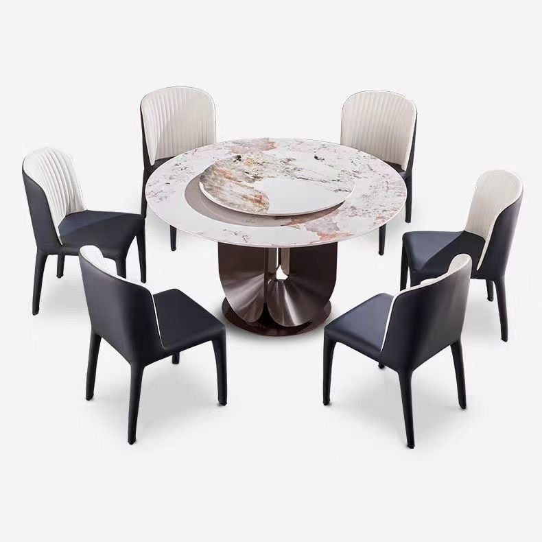 Nordic Light Luxury Microcrystalline Stone Dining Table Villa Hotel Home Modern Rotating Turntable Round Dining Table